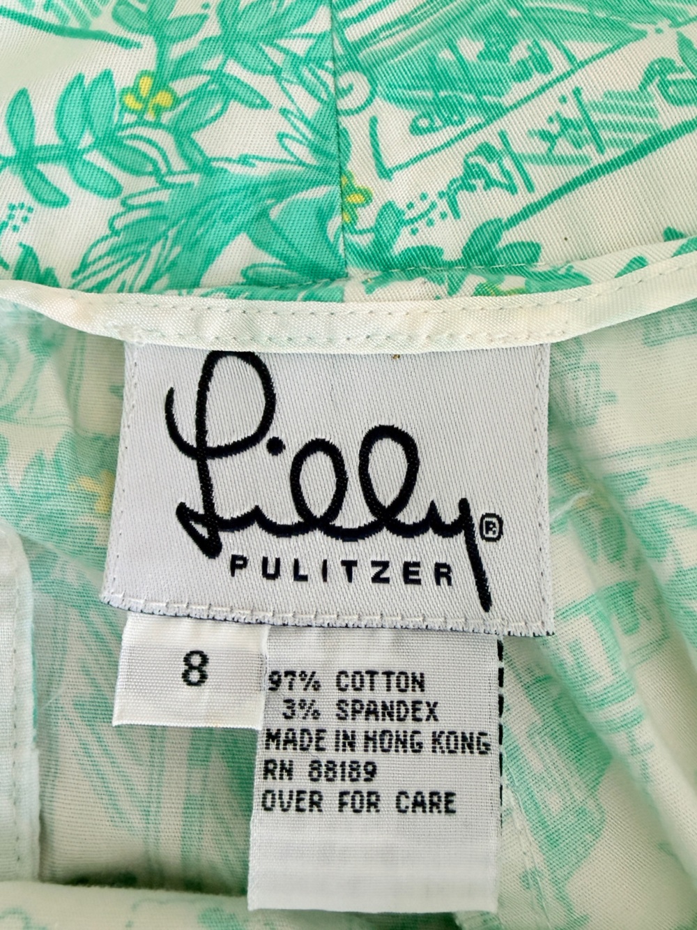 Lilly Pulitzer Green and White Printed Intimates Top